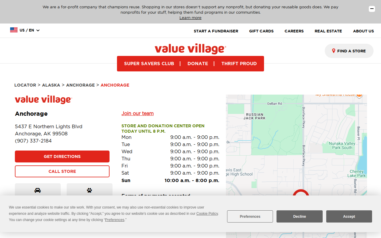 Value Village website preview