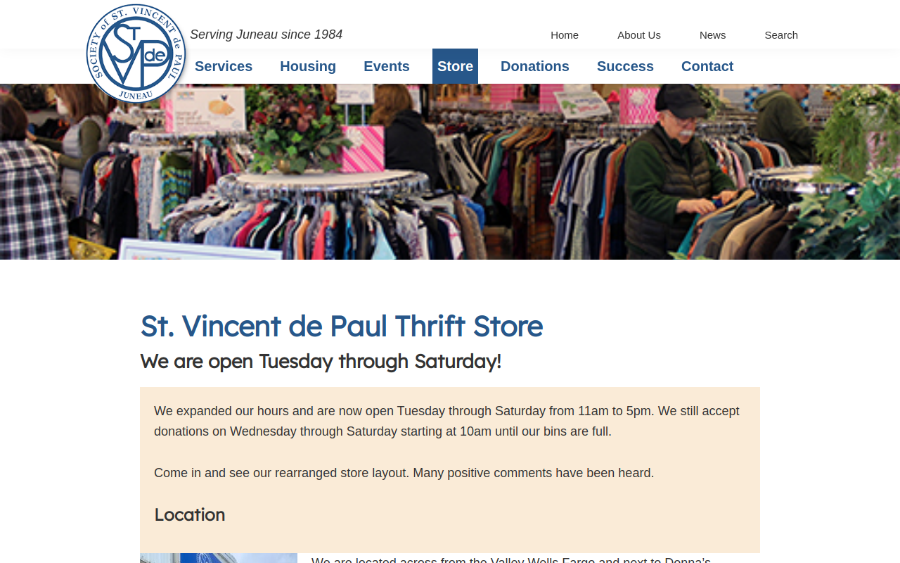 St. Vincent de Paul Thrift Store website preview