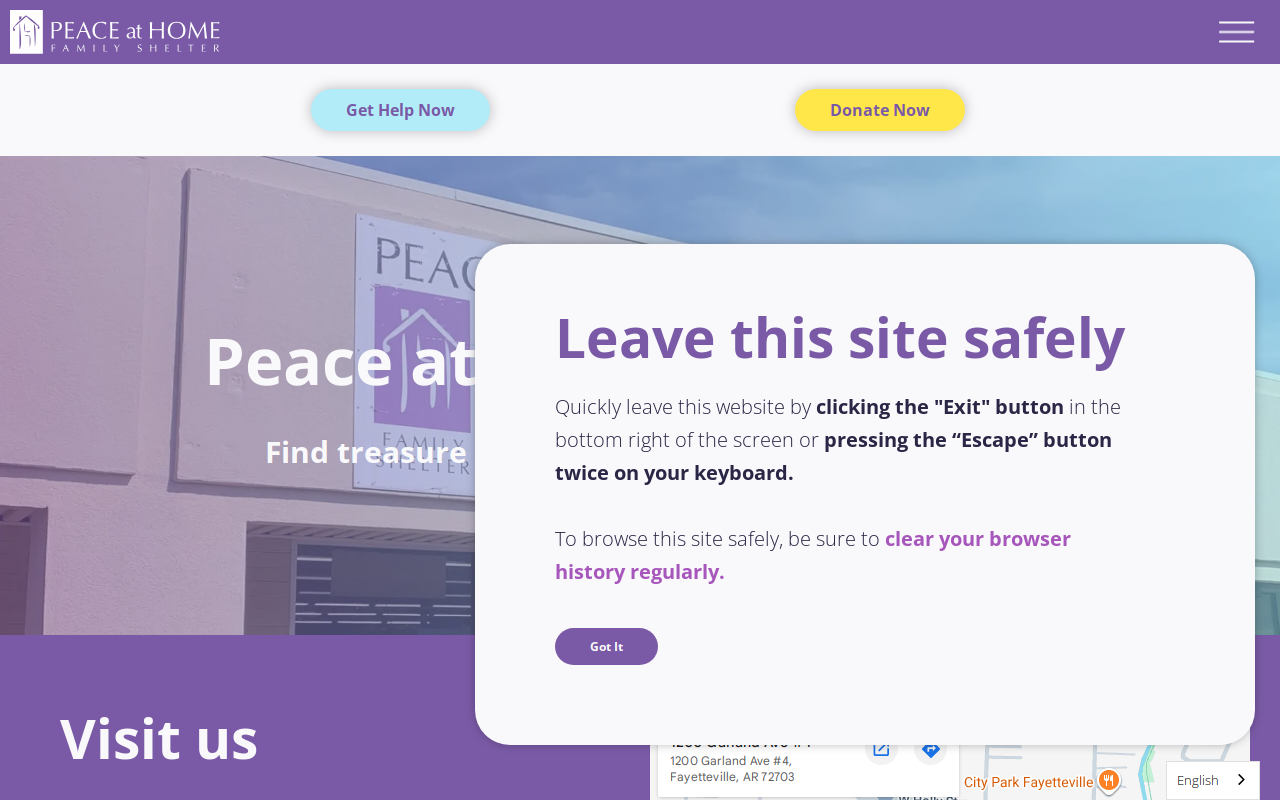 Peace at Home Thrift Store website preview