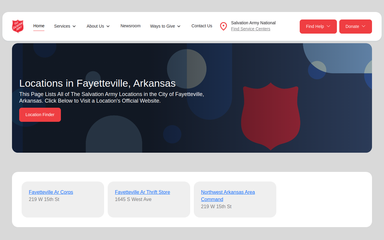 The Salvation Army Thrift Store website preview