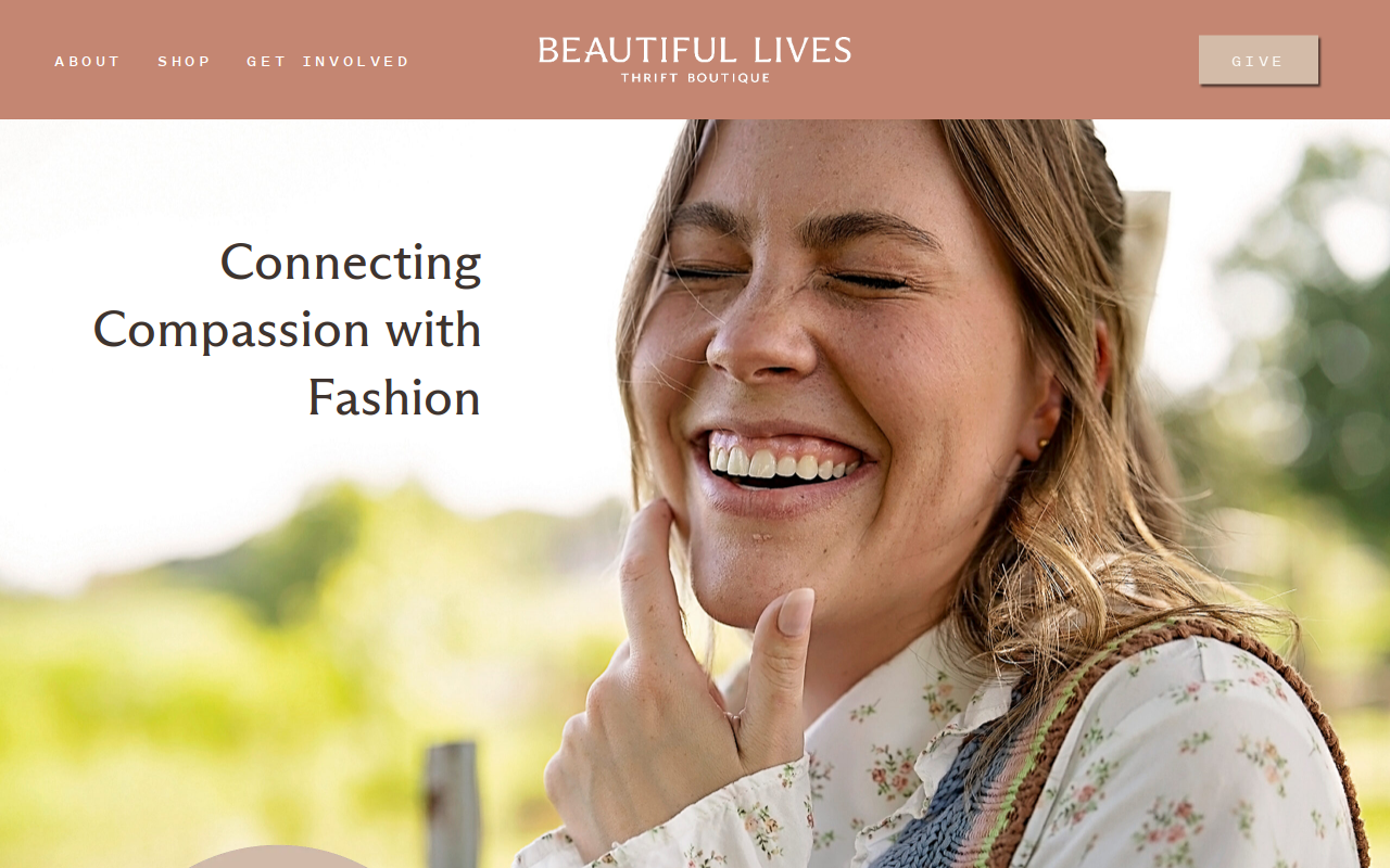 Beautiful Lives Thrift Boutique website preview