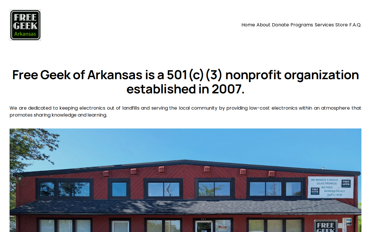 Free Geek Arkansas website preview