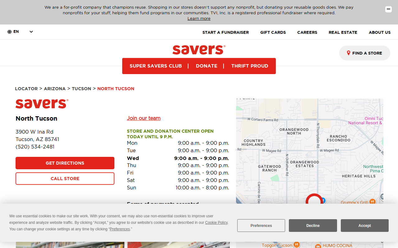 Savers website preview