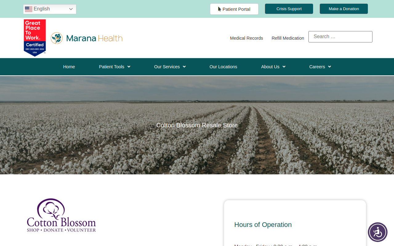 Cotton Blossom Thrift Store website preview