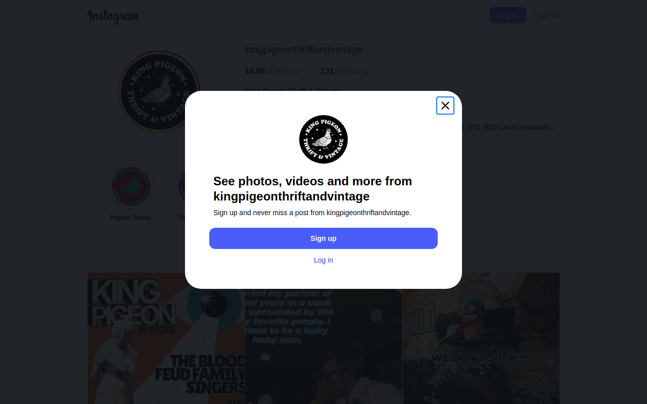 King Pigeon website preview