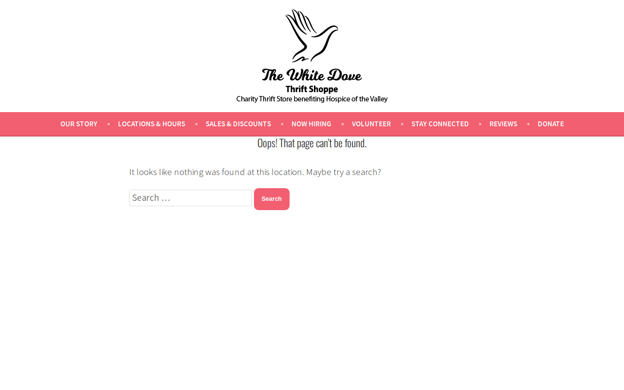 White Dove Thrift Shoppe website preview
