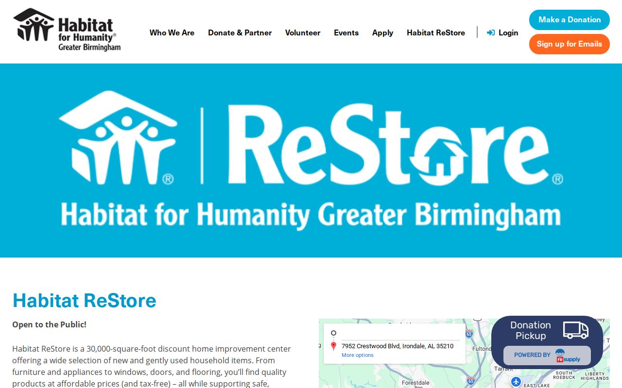 Habitat for Humanity ReStore website preview