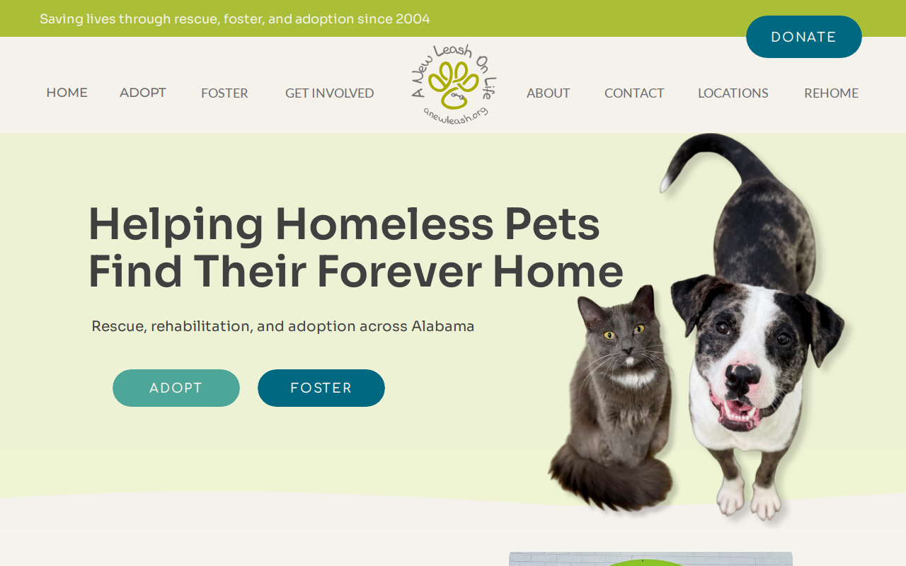 A New Leash On Life-Huntsville Thrift Store & Boutique website preview