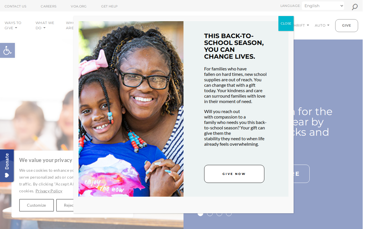 Volunteers of America Thrift Store website preview