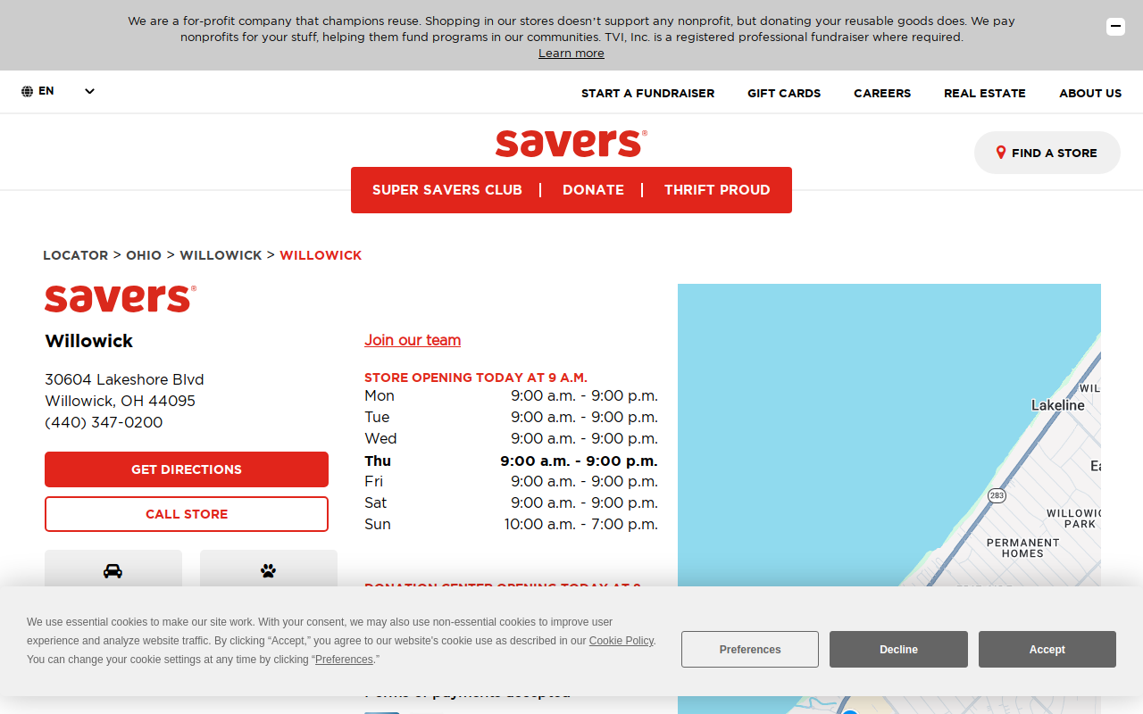 Savers website preview