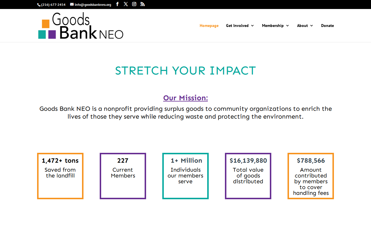 Goods Bank of Northeast Ohio website preview