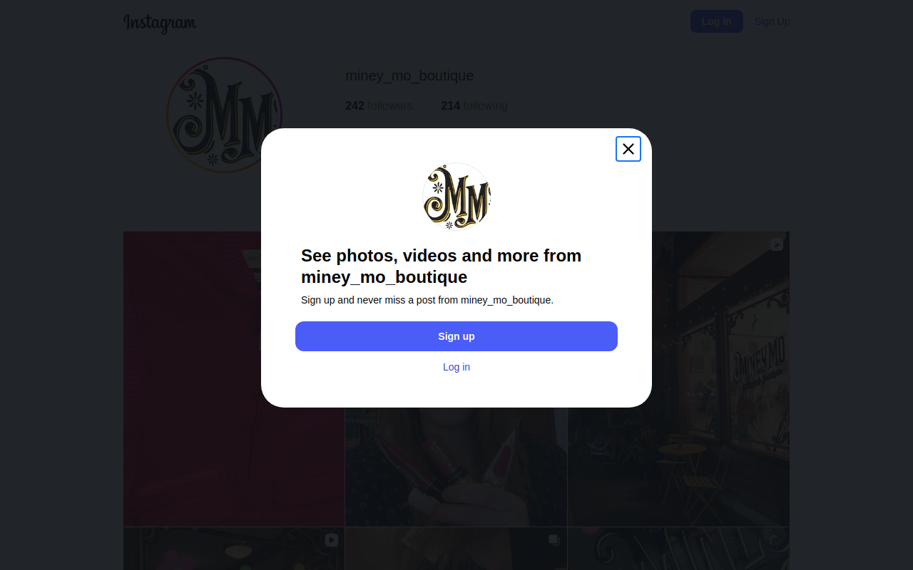 Miney Mo Vintage and Boutique website preview