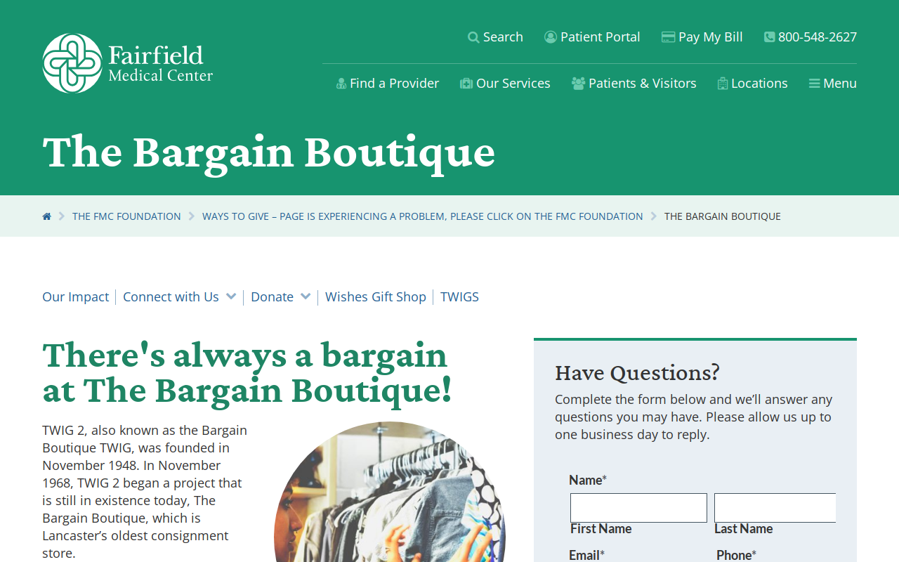 Bargain Boutique website preview