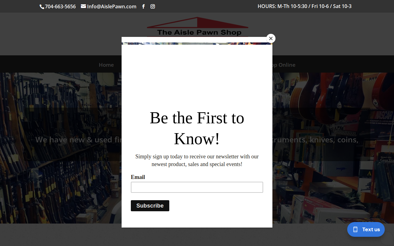 The Aisle Pawn Shop website preview