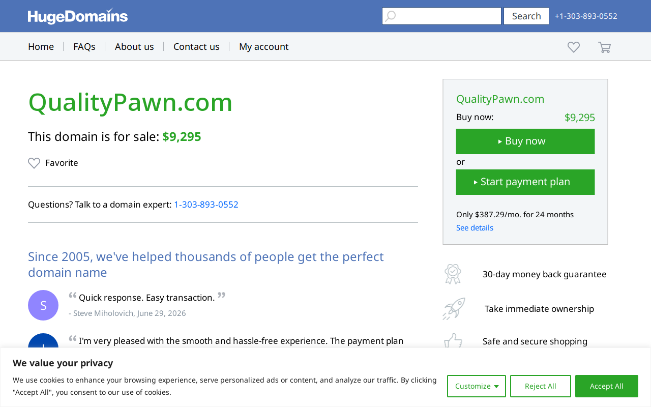 Quality Jewelry & Pawn website preview