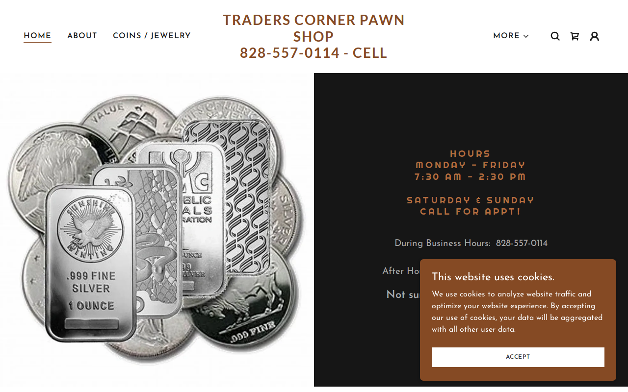 Traders Corner Pawn Shop website preview