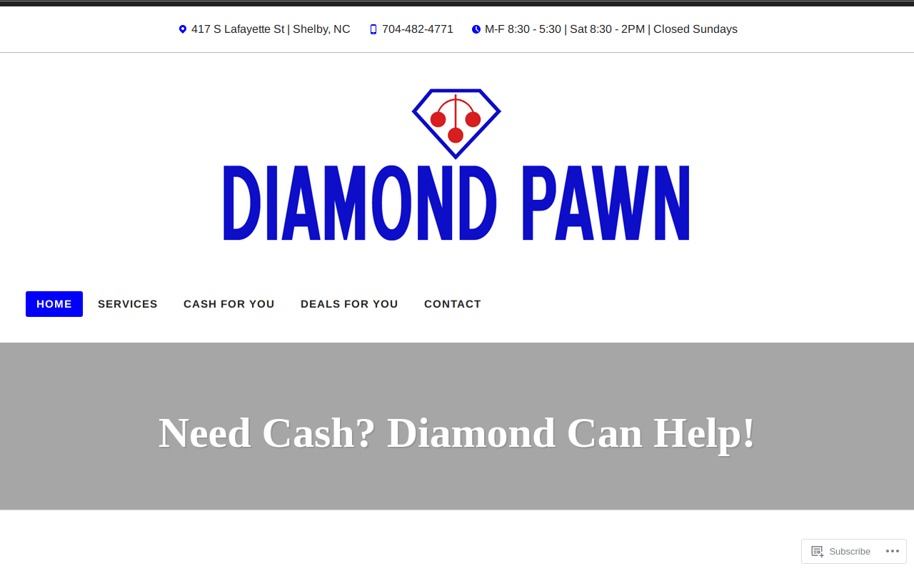 Diamond Pawn website preview