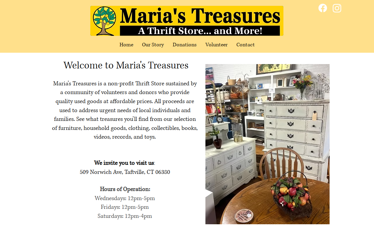 Maria's Treasures website preview