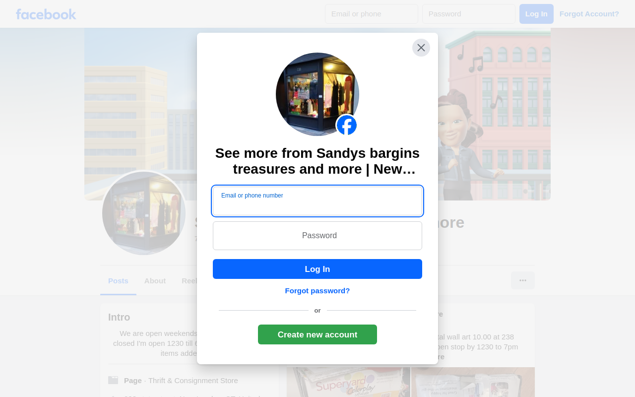 Sandy's Bargains, Treasures, and More website preview