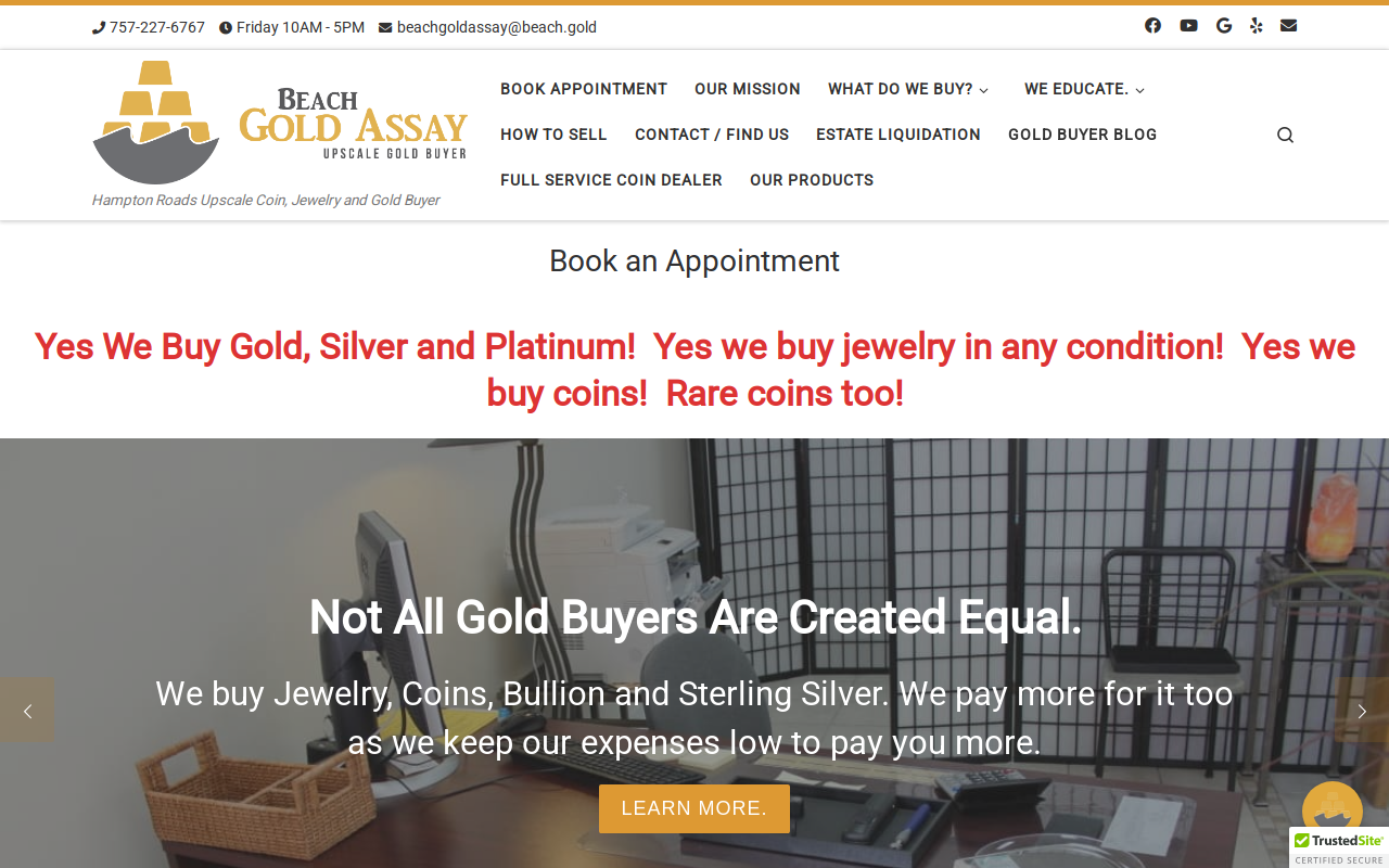 Beach Gold Assay website preview