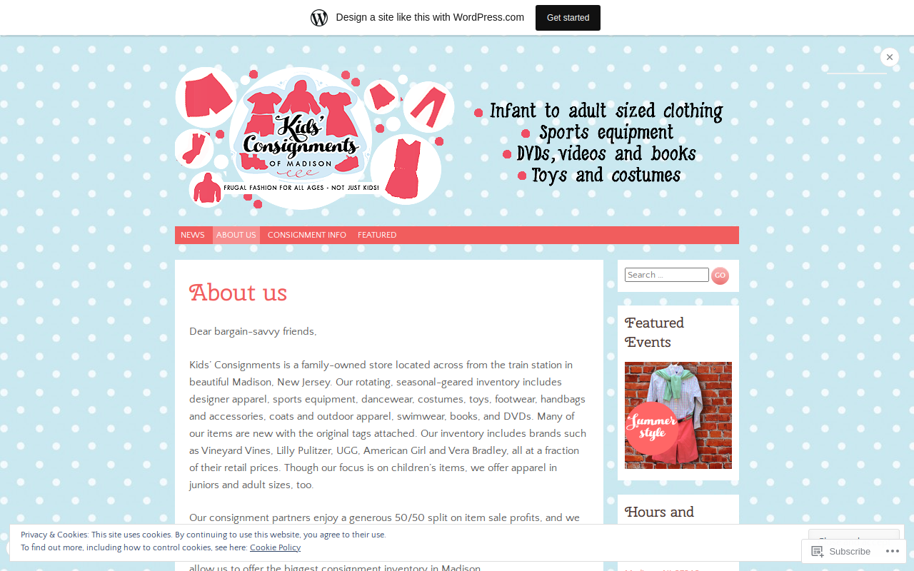 Kids' Consignments website preview