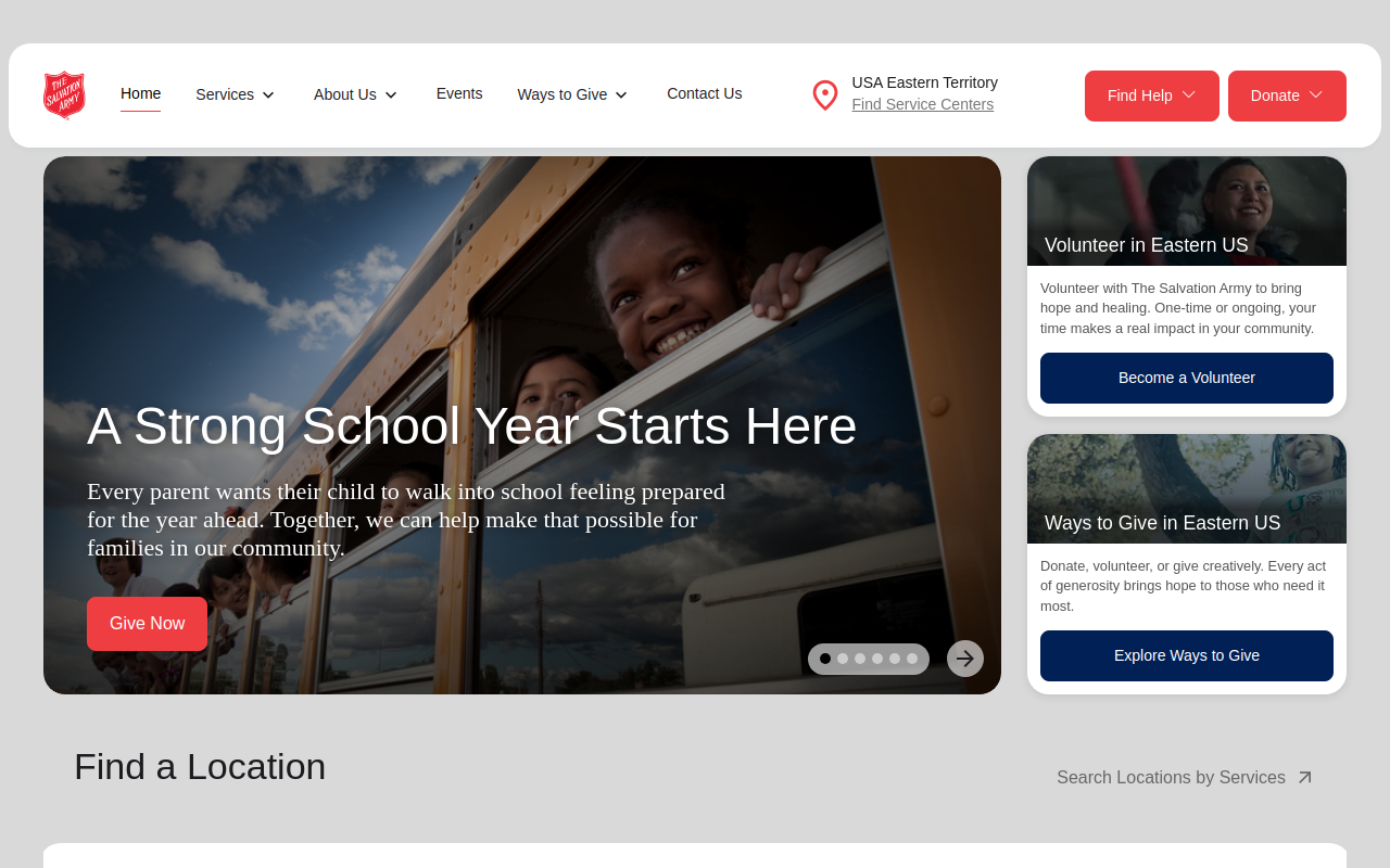 The Salvation Army website preview