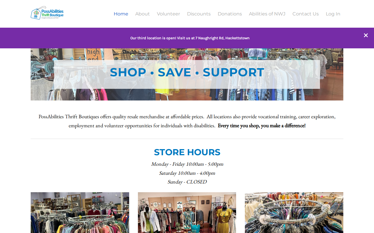 PossAbilities Thrift Boutique website preview