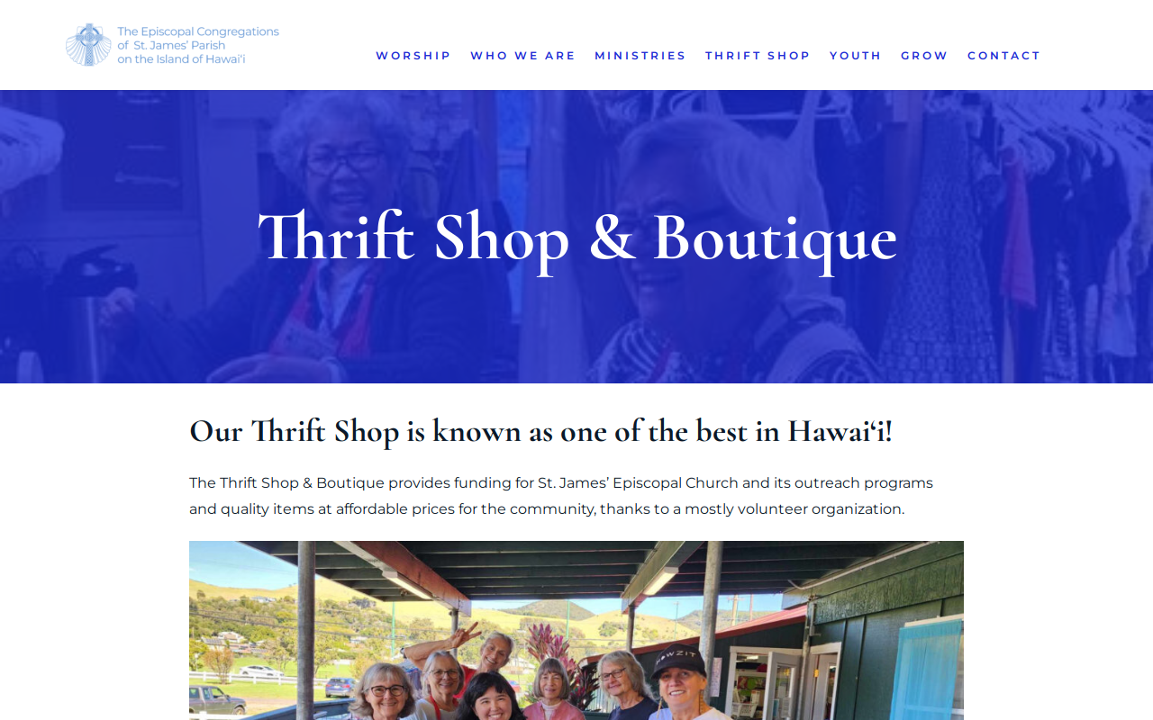 Saint James' Thrift Shop website preview