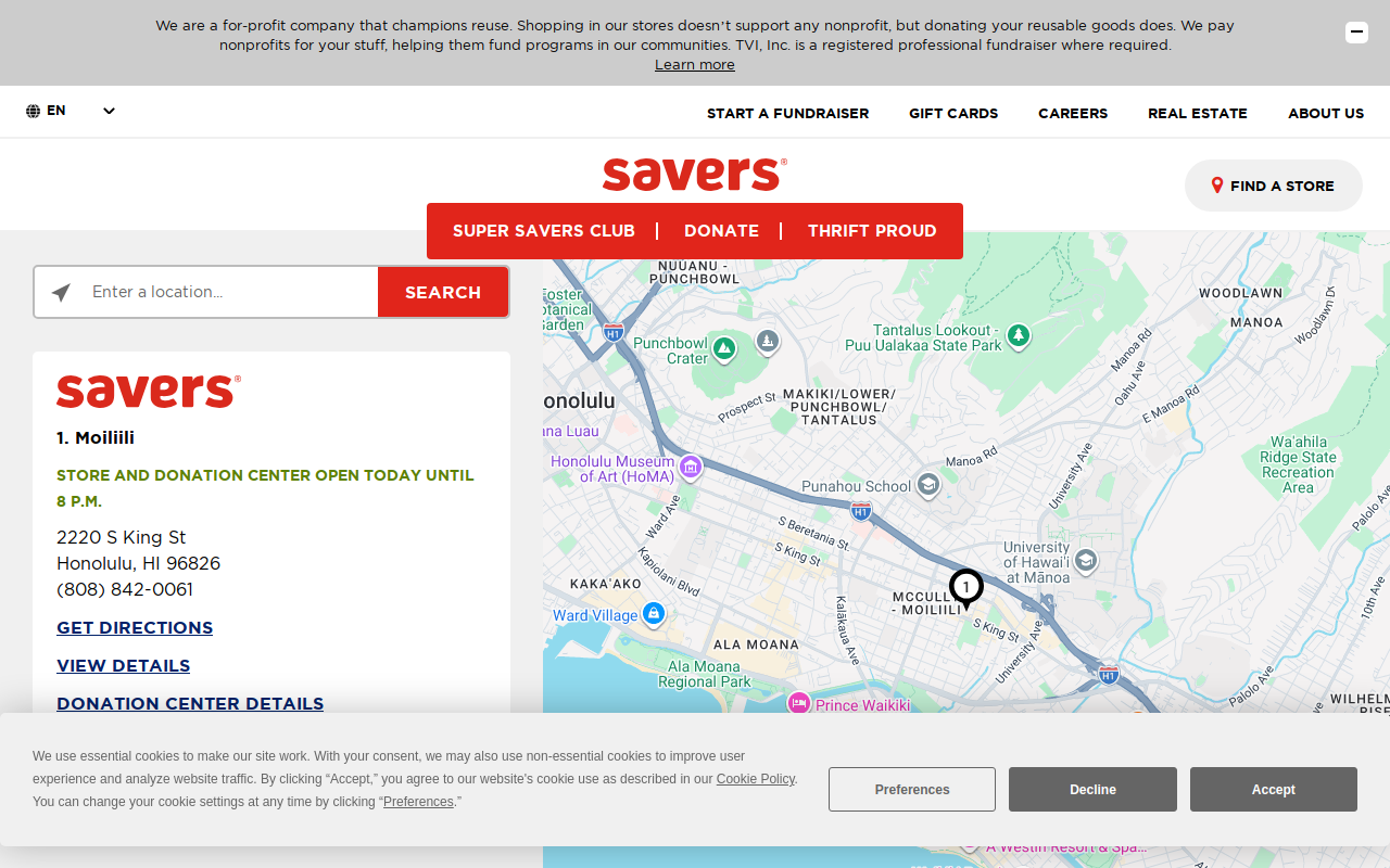 Savers website preview