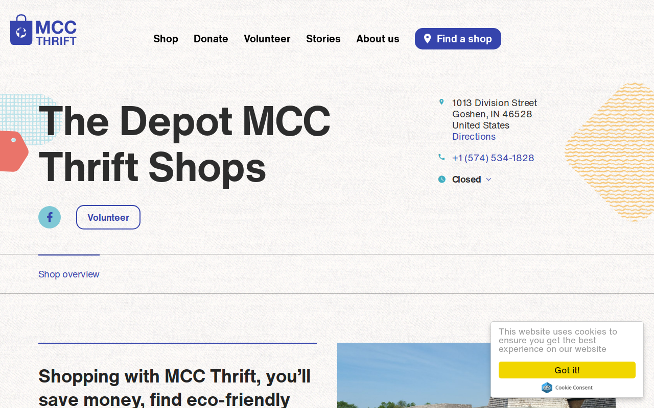 The Depot MCC Thrift Shops website preview