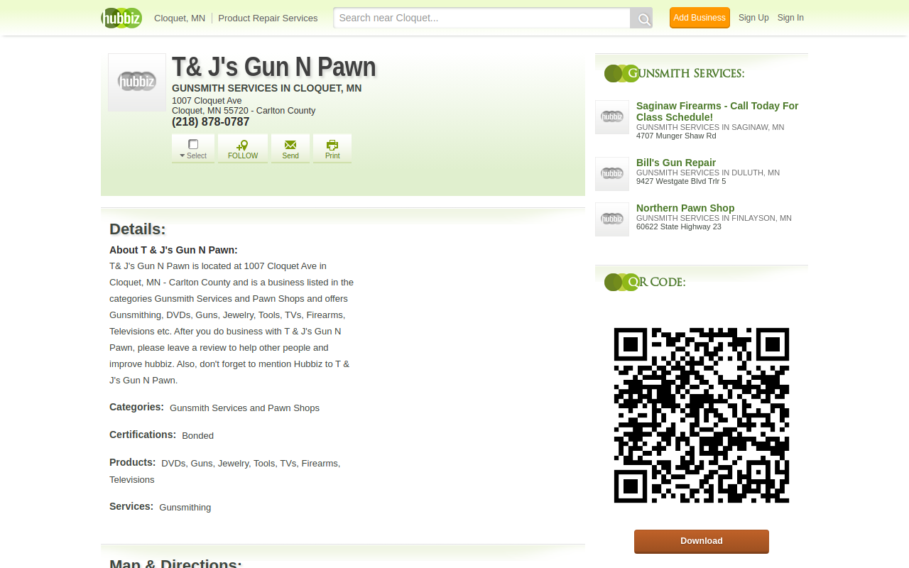 T & J's Gun N Pawn website preview