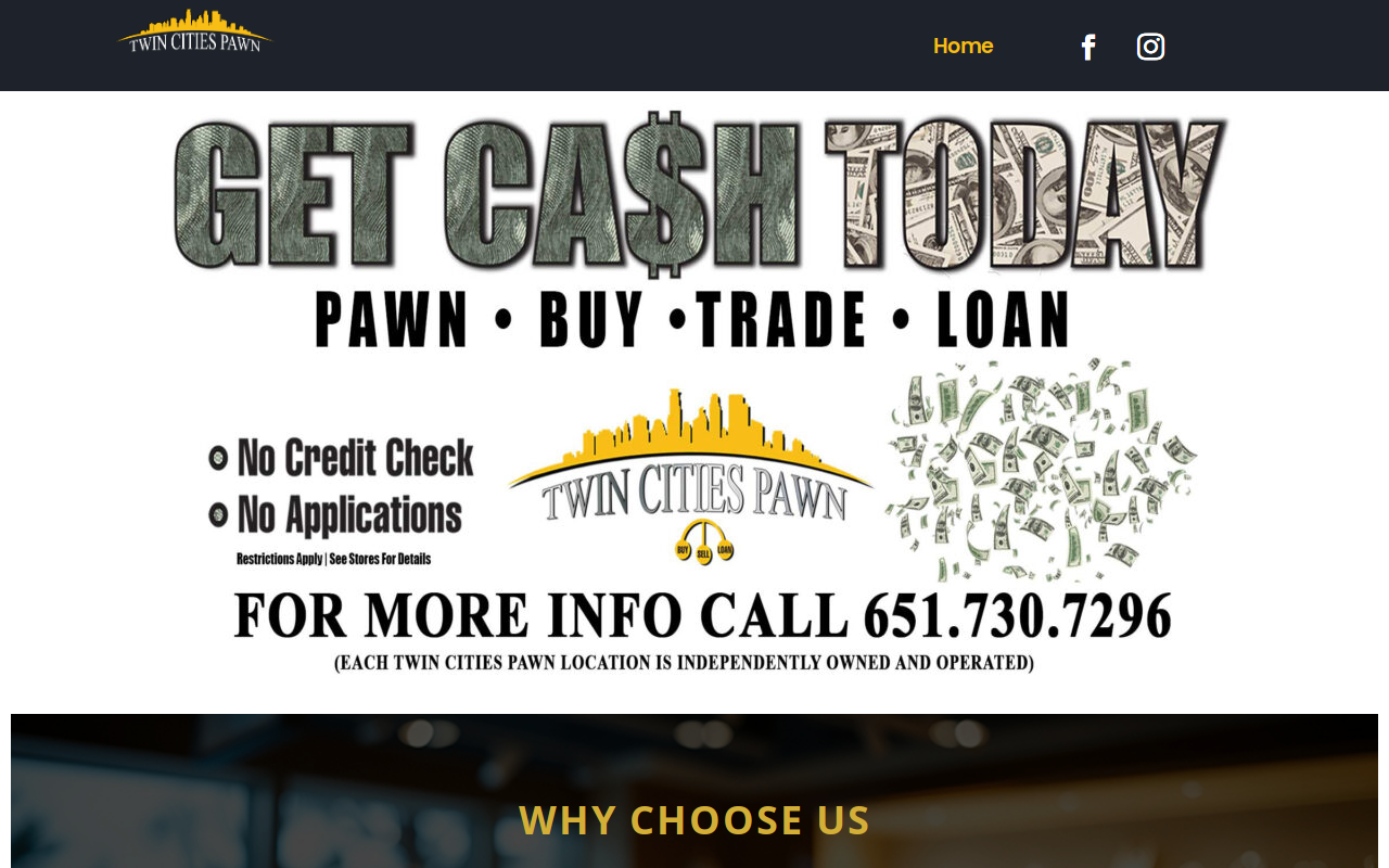 Twin Cities Pawn website preview