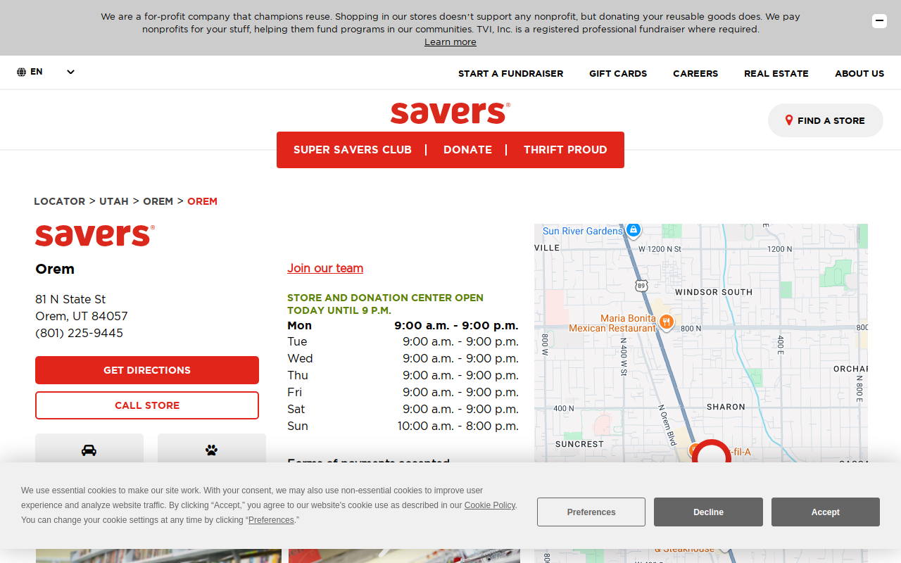Savers website preview