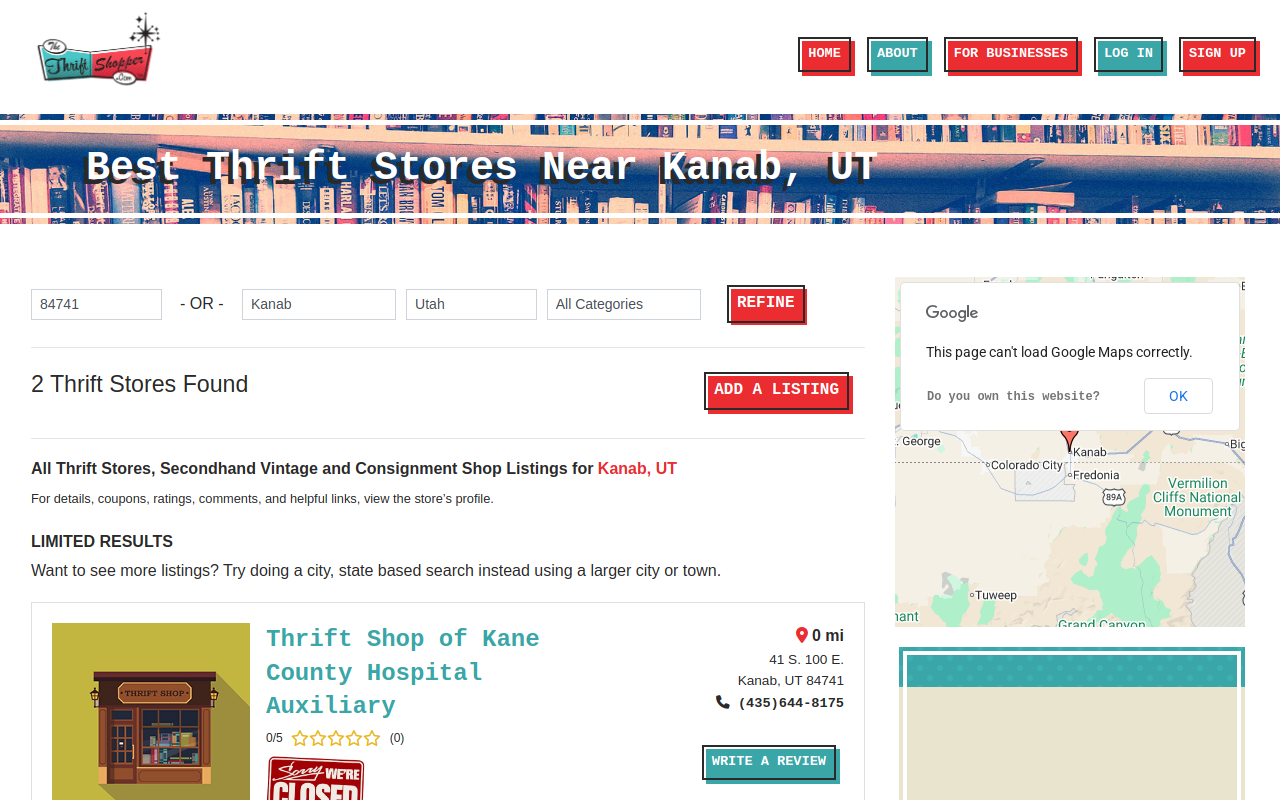 Kane County Hospital Auxiliary Thrift Store website preview
