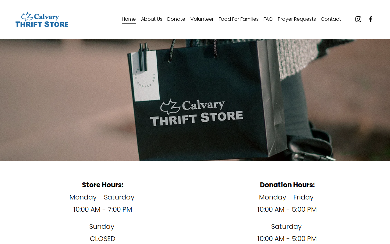Calvary Thrift Store website preview