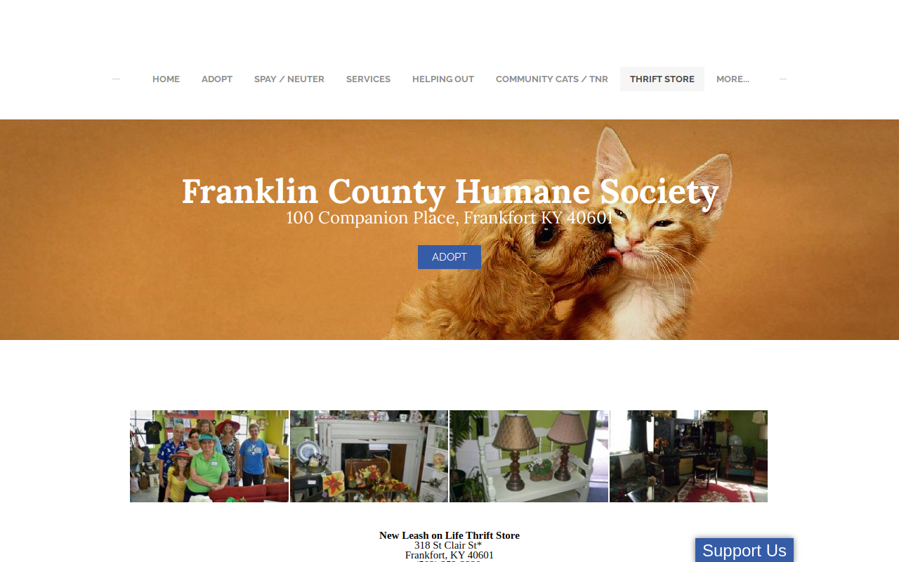 New Leash on Life Thrift Store website preview