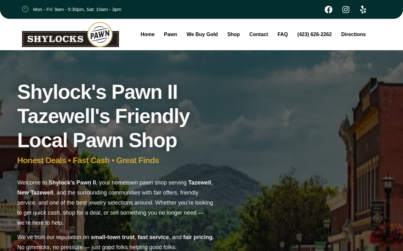 Shylock's Pawn Shop website preview
