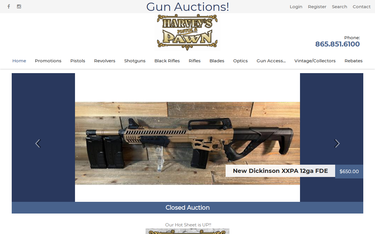 Harvey's Pistol and Pawn website preview