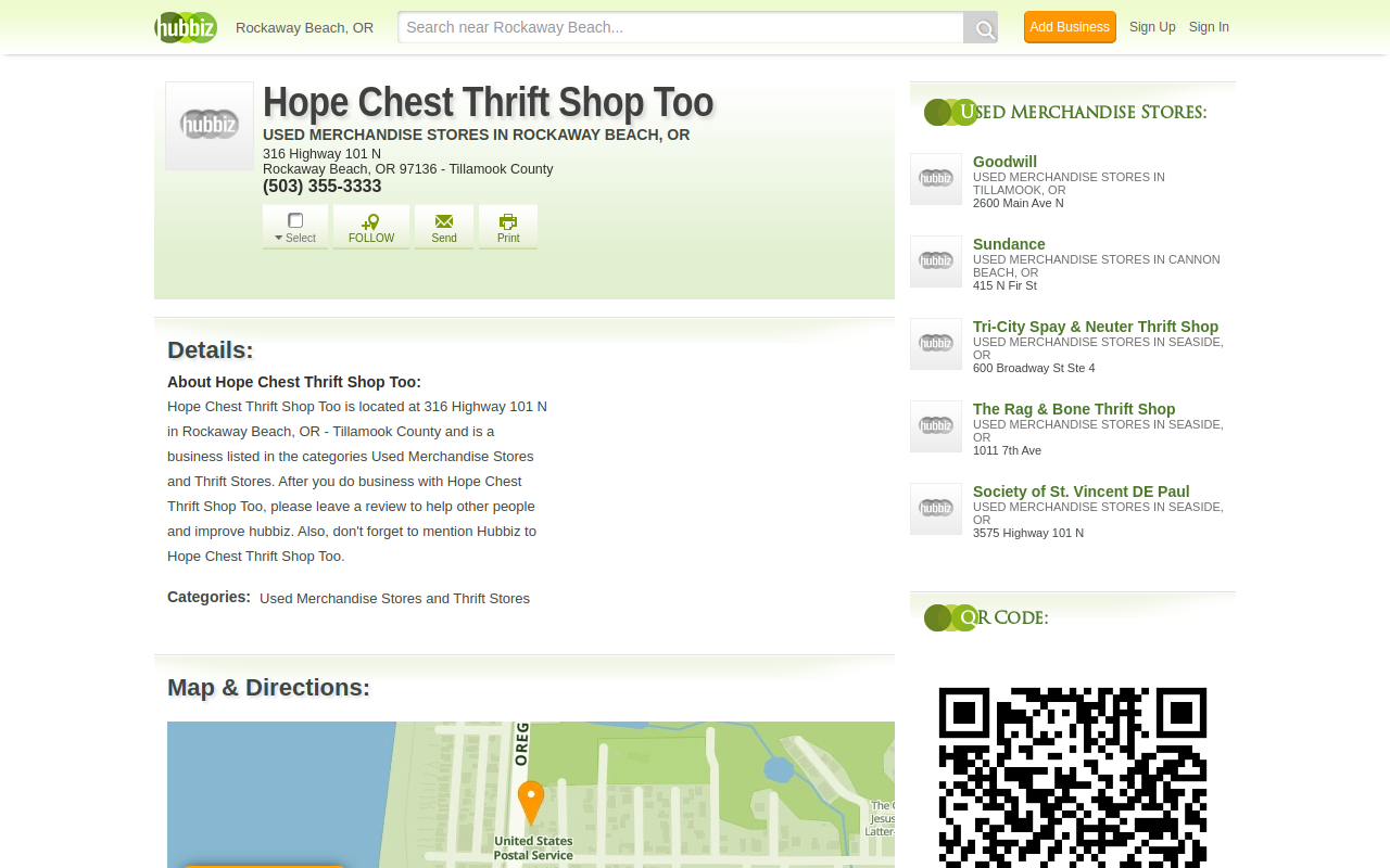 Hope Chest Thrift Shop website preview