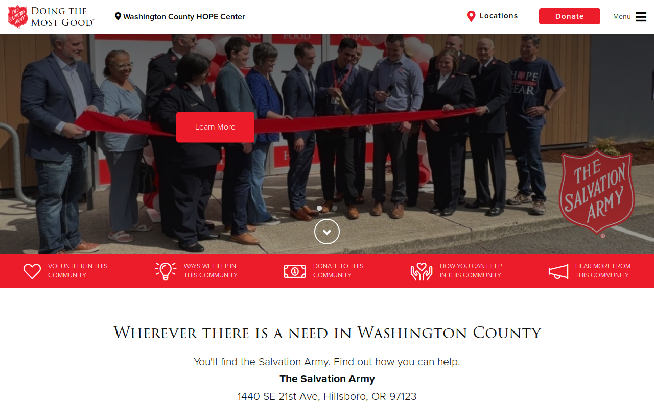 The Salvation Army website preview