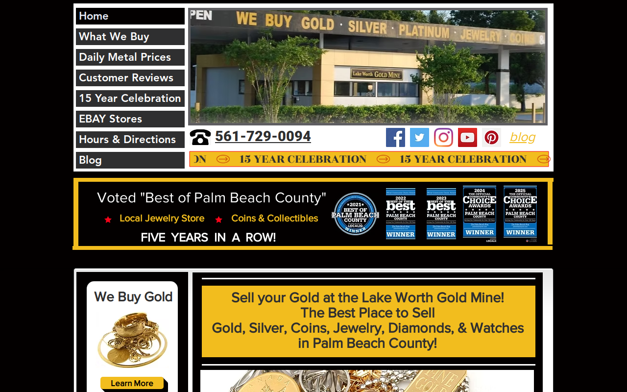 Lake Worth Gold Mine website preview