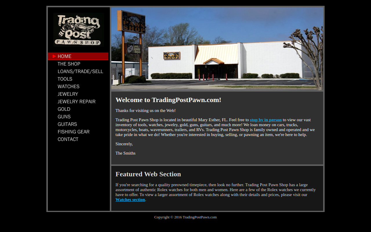 Trading Post Pawn Shop website preview