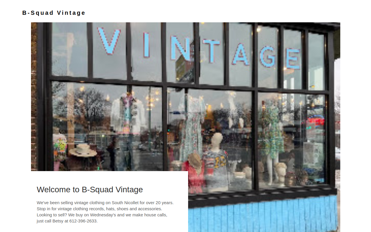 B-Squad Vintage website preview
