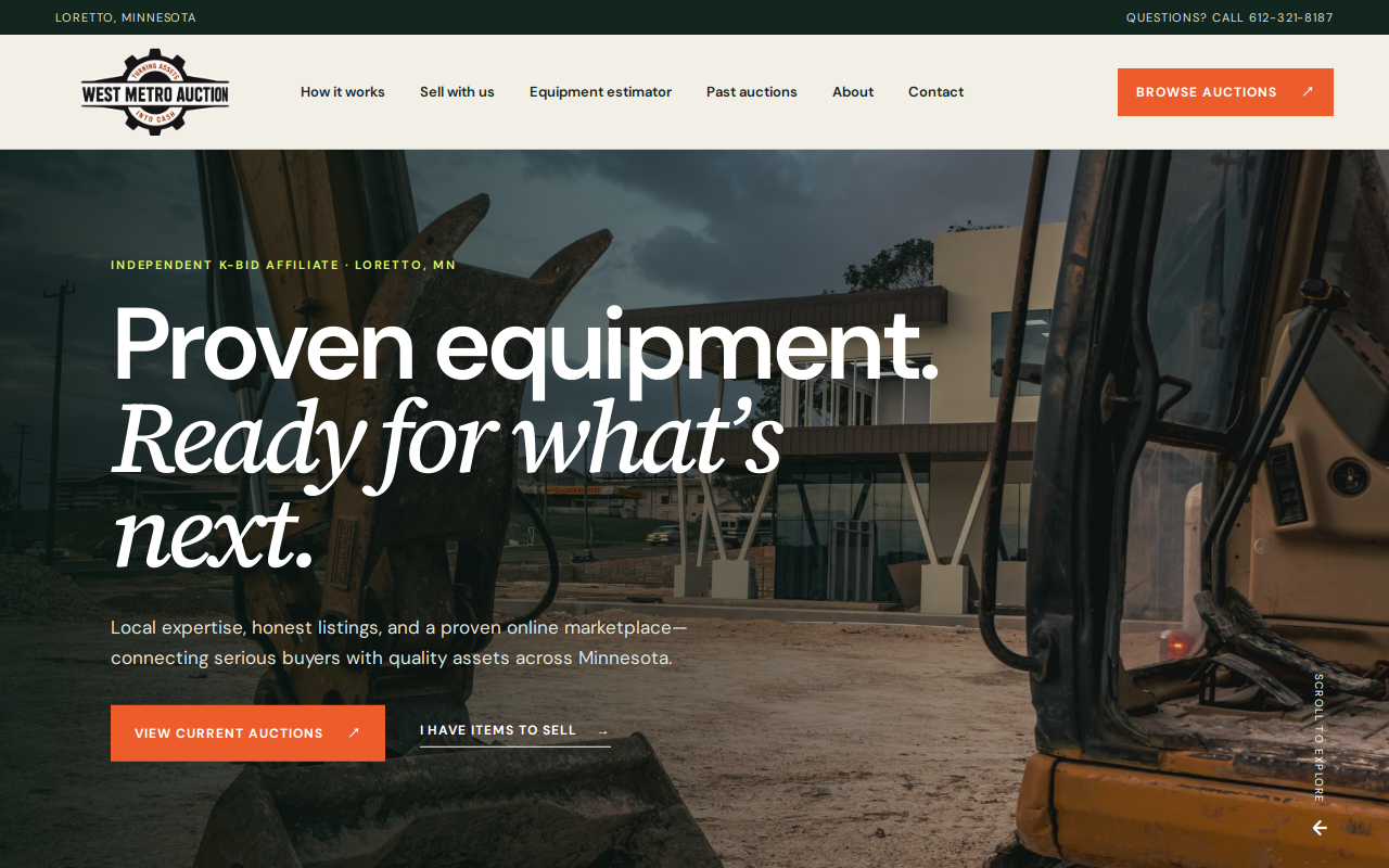 West Metro Auction and Equipment website preview