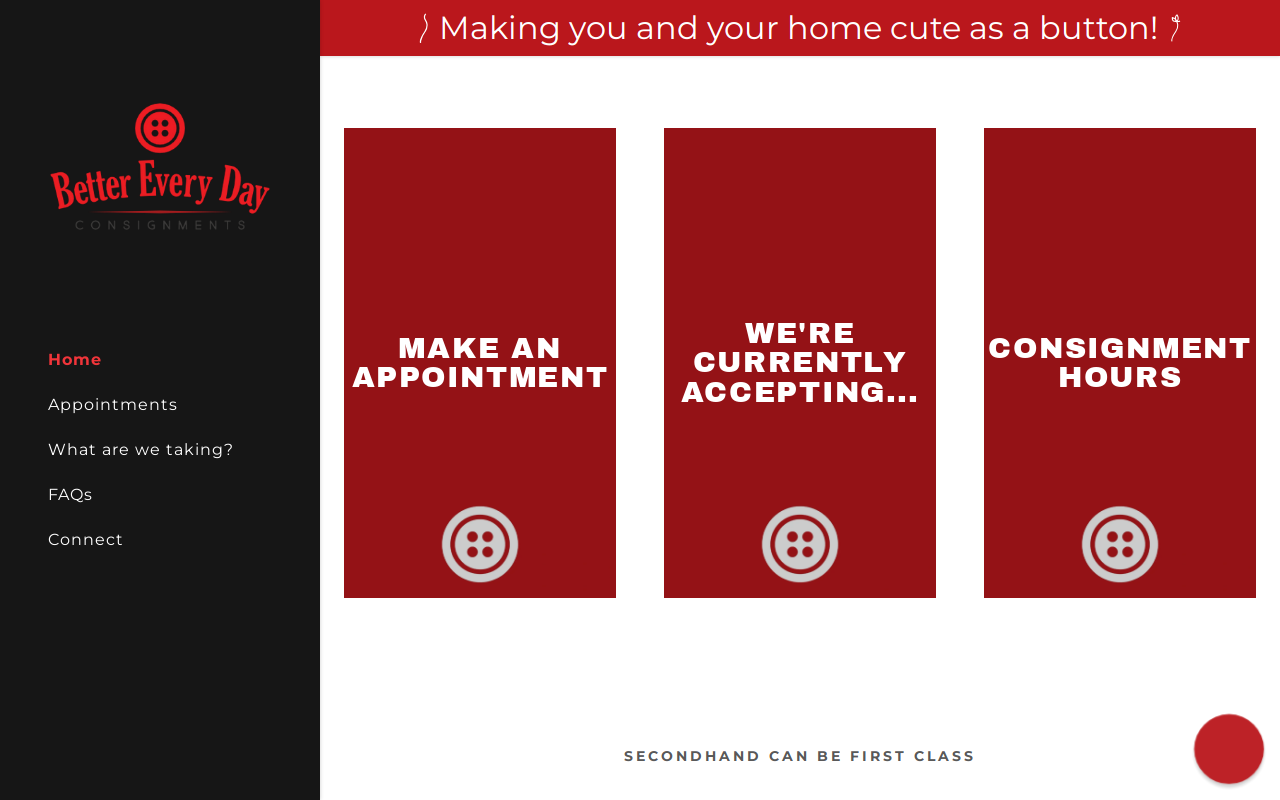 Better Every Day Consignments website preview