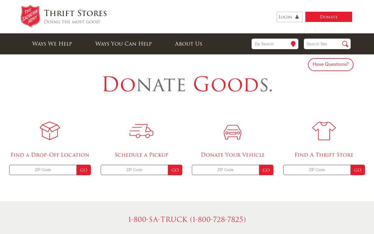 Salvation Army Thrift Store & Donation website preview