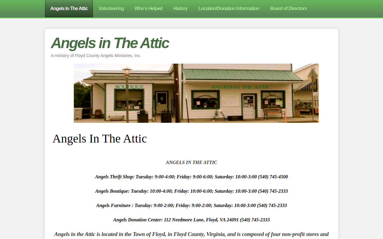 Angel's Attic website preview