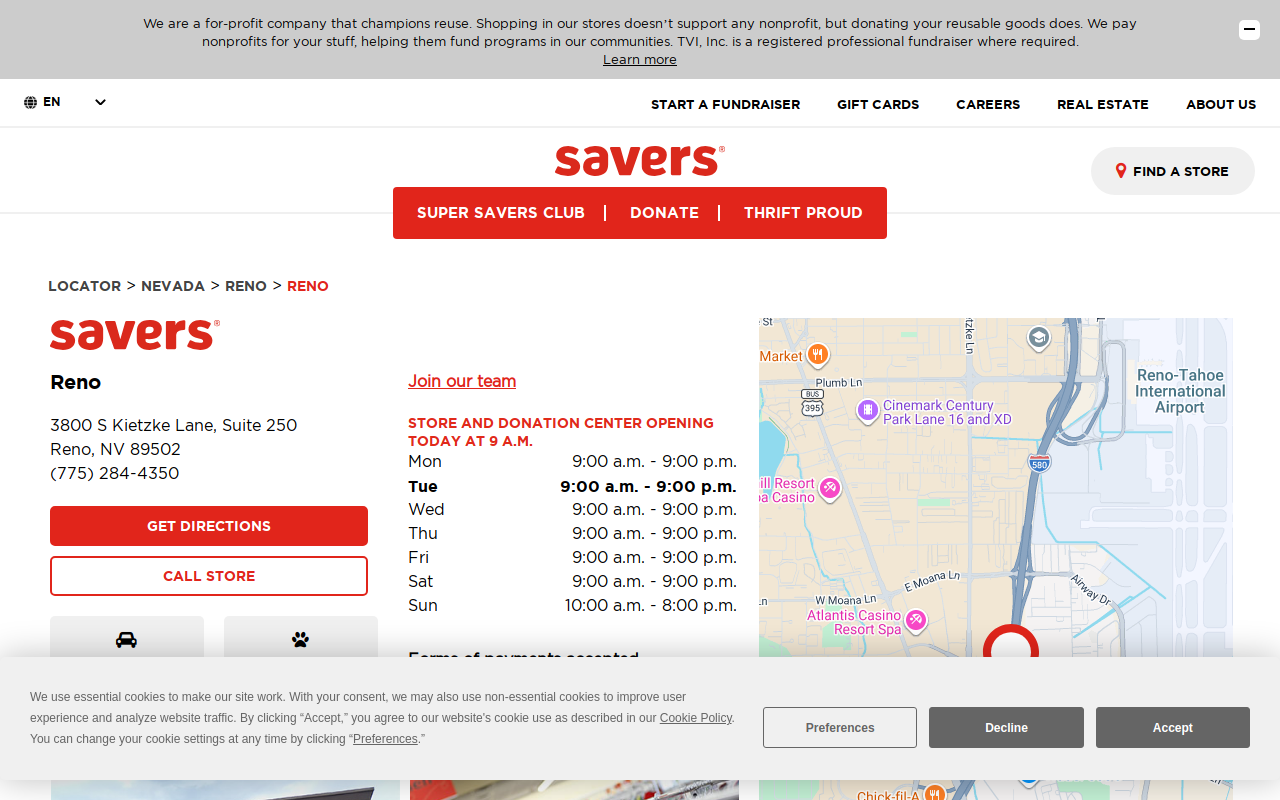 Savers website preview