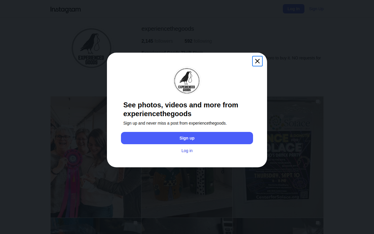 Experienced Good Thrift Store website preview