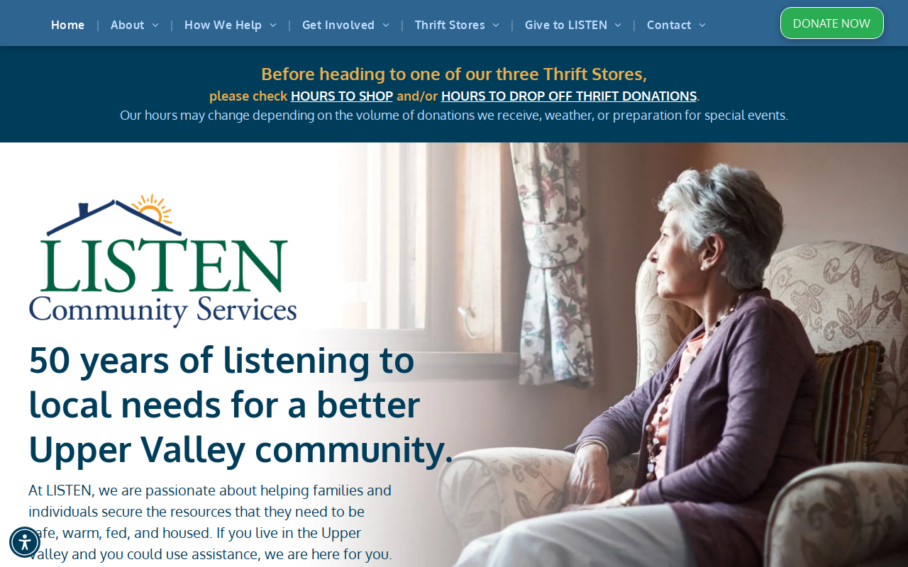 LISTEN Thrift Store website preview